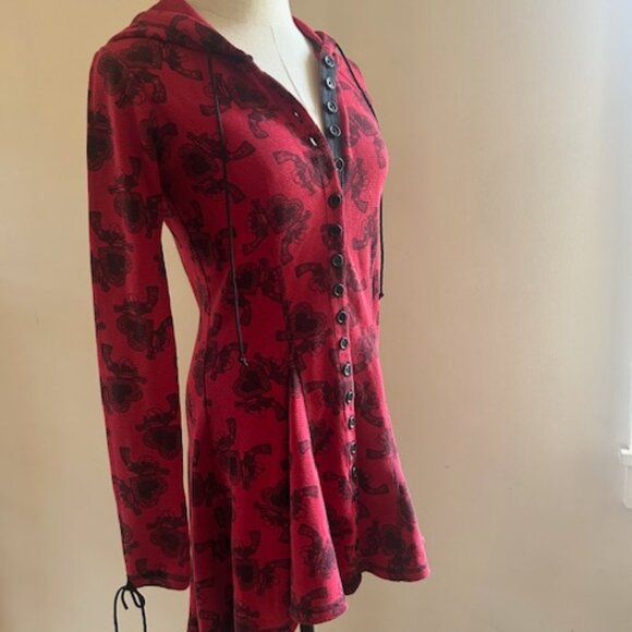 Vintage Betsey Johnson Hearts & Guns Buttons Cardigan/Dress - Picture 2 of 10